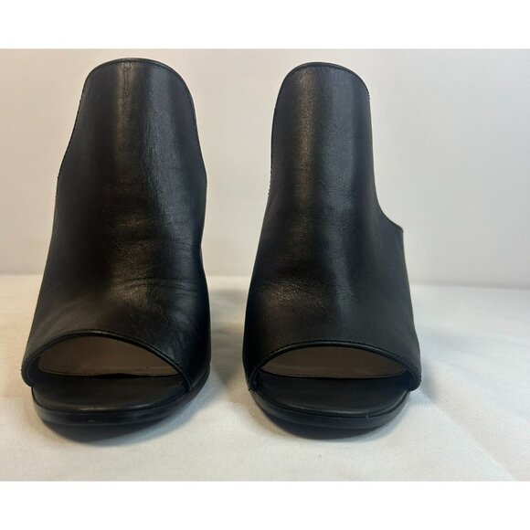 Aldo Legossa Black Leather Open Toe Mule Size 8 Block Heels Boho Western Slip On - Picture 5 of 13